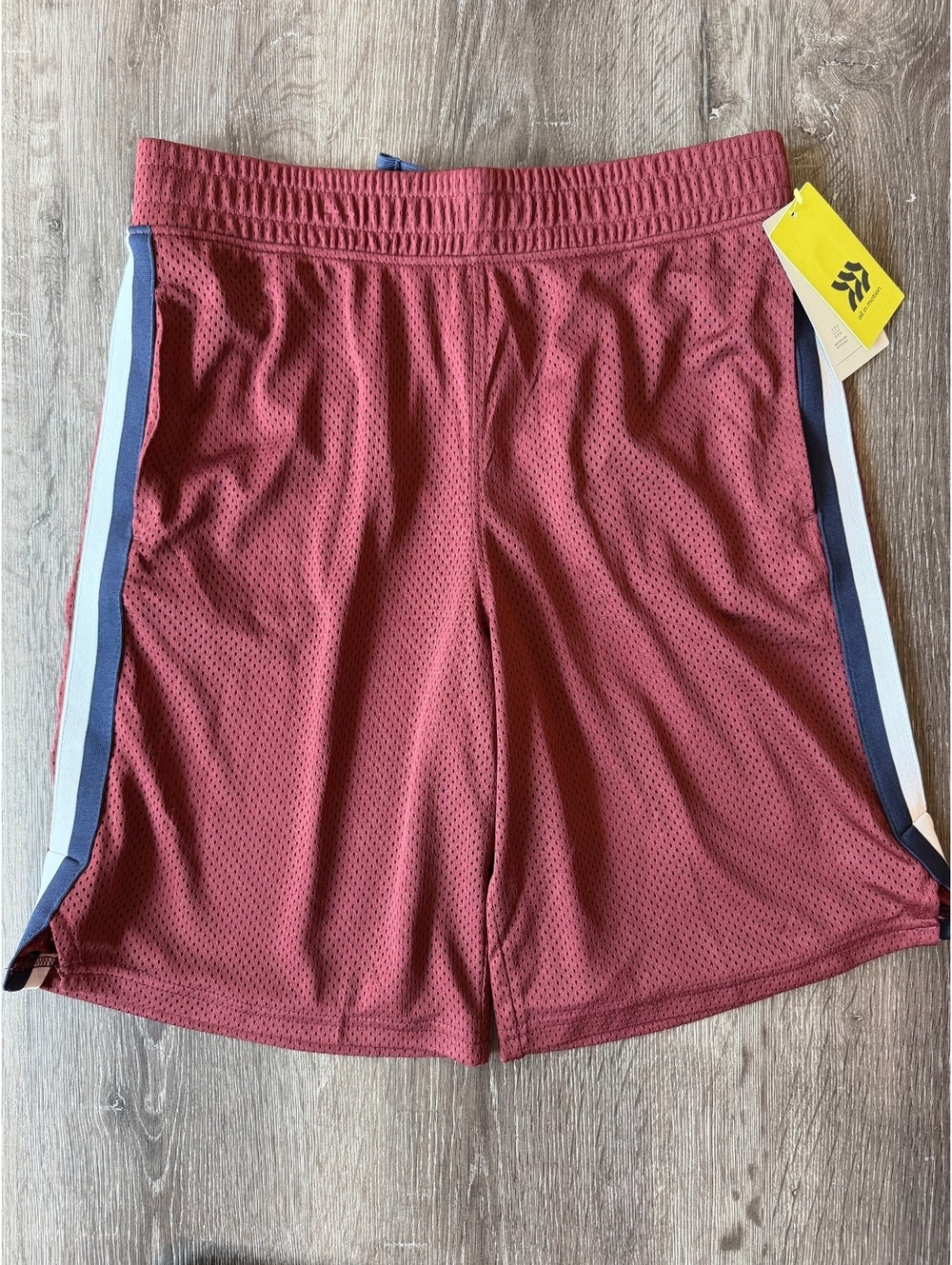 All in Motion Boys XL 16 Mesh Athletic Shorts Burgundy Red Blue NWT